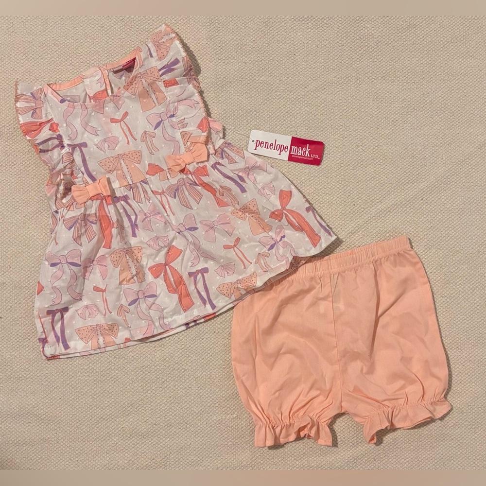 NWT Penelope Mack Pink and Purple Bow Dress Set